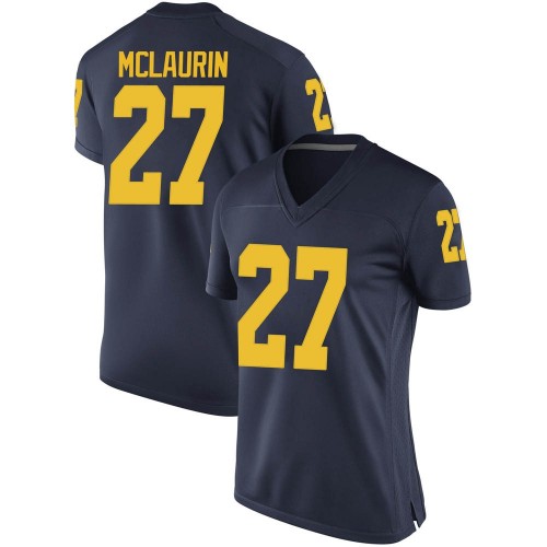 Tyler Mclaurin Michigan Wolverines Women's NCAA #27 Navy Game Brand Jordan College Stitched Football Jersey IZS7754XX